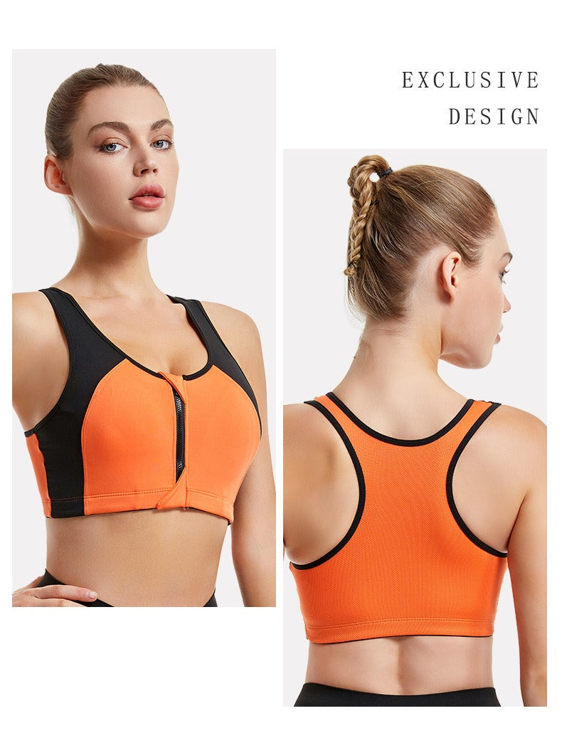 Breast Support Front Zipper Sports Bra