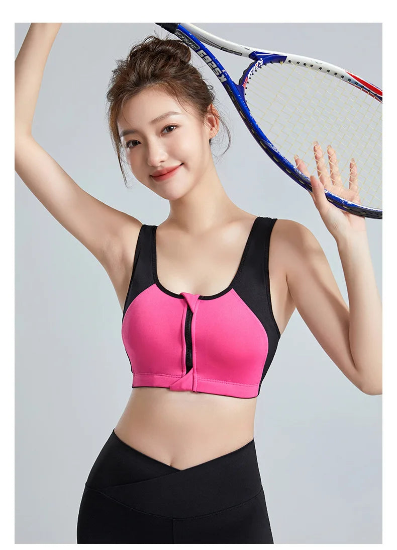 Breast Support Front Zipper Sports Bra