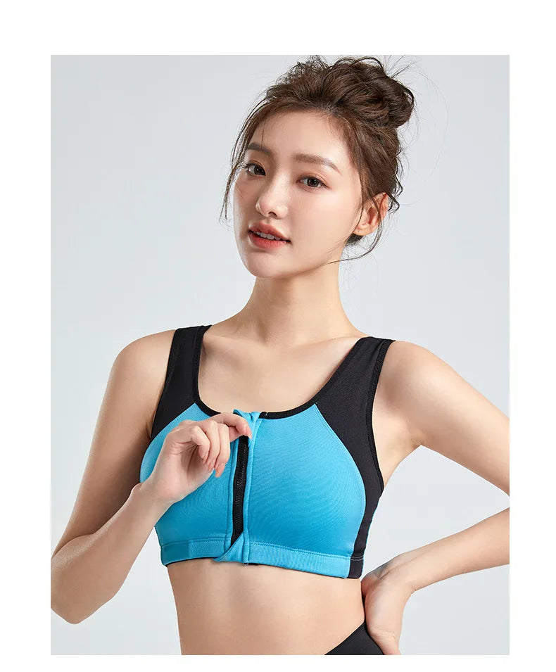 Breast Support Front Zipper Sports Bra