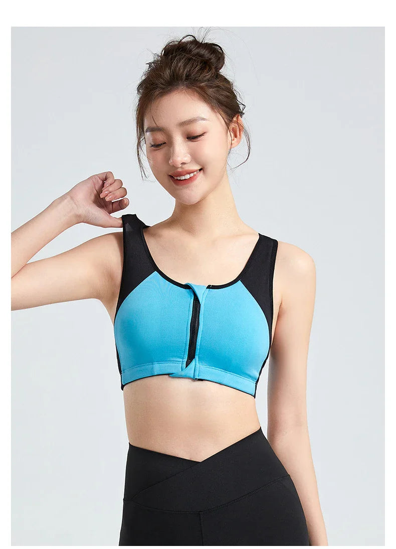 Breast Support Front Zipper Sports Bra