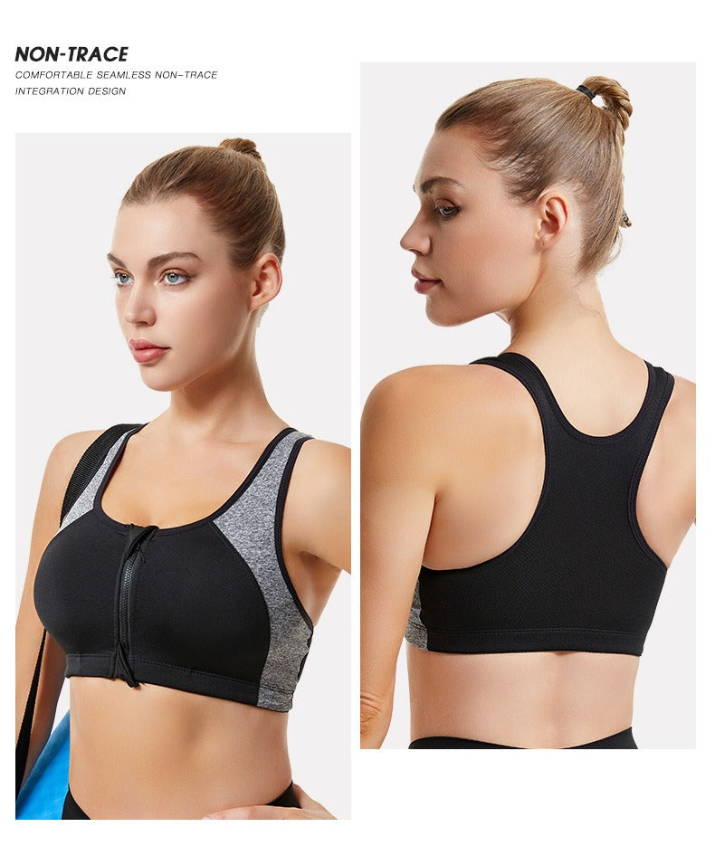 Breast Support Front Zipper Sports Bra