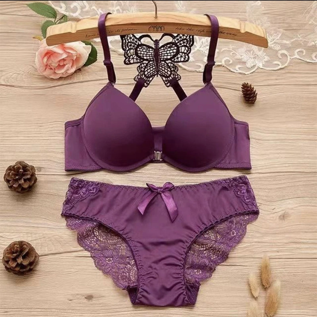 Women's Padded Butterfly Style Bra Set