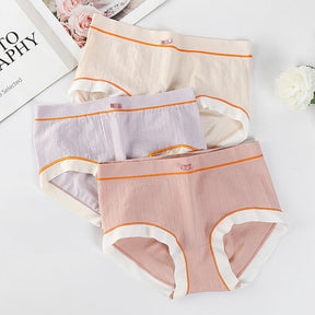 Pack Of 3 New Essential Soft Cotton Breathable Little Crotch Border Linen Panties For Girls And Women's