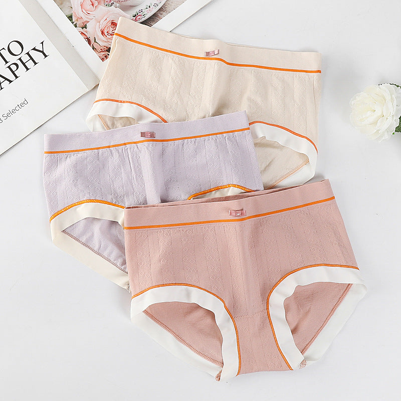 Pack Of 3 New Essential Soft Cotton Breathable Little Crotch Border Linen Panties For Girls And Women's