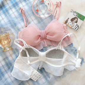 Cute Stylish Bow Style Padded Soft Adjustable Straps Back Closure Bra