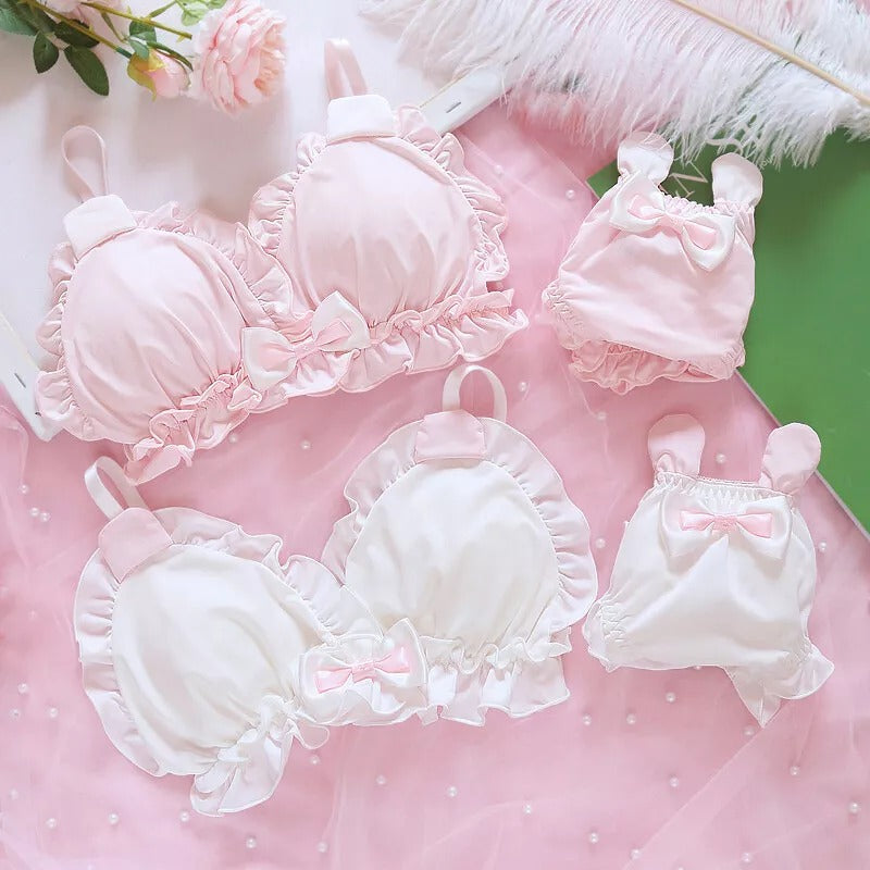 Comfortable Cute Little White Rabbit Lolita Soft Cotton Bra & Panty Set