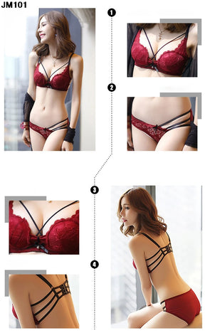 Push Up Padded Lace Bra And Panty Set Back Closure Seamless Lingerie Set