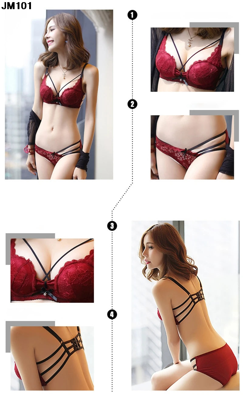 Push Up Padded Lace Bra And Panty Set Back Closure Seamless Lingerie Set