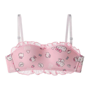 Cute Cartoon print Hello Kitty Paded Adjustable Straps Back Closure Bra